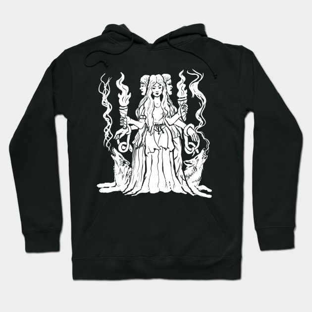 Hecate Triple Moon Goddess Pagan Witchy Goth Hoodie by LunaElizabeth